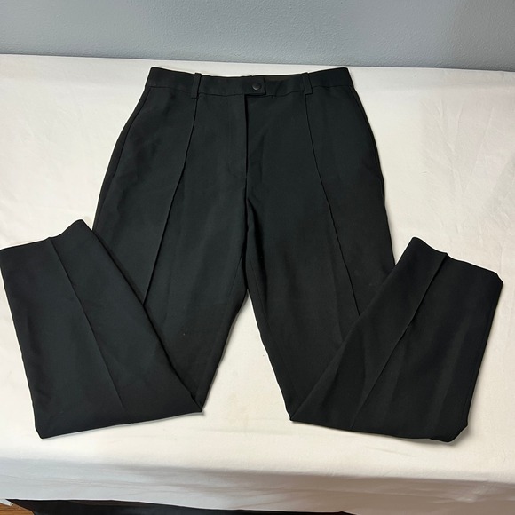 H&M Black Career Pleated High Waist Straight Leg 28" Inseam Dress Pants Size 8 - Picture 1 of 13